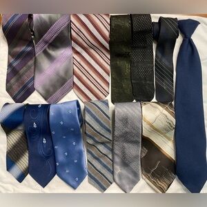 Vintage 1950s-80s Mens Tie Collection Lot x13 Blue Purple Green Brown Dress Suit